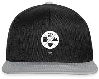 Spreadshirt Bayern Bier Brezeln Berge Liebe Snapback Cap, One Size, Schwarz/Grau