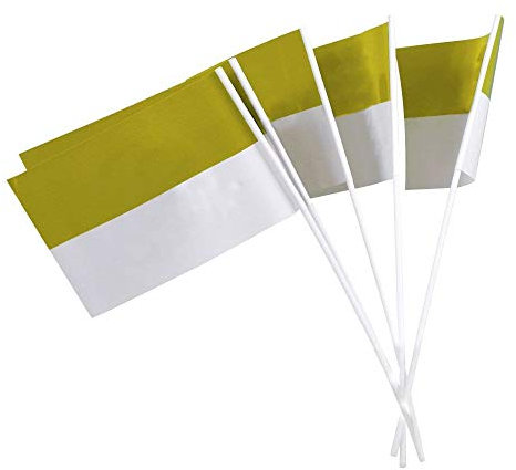 Deitert Papierfähnchen (regenfest), gelb-weiß, 50 Stück, für Party-Deko oder Straßenfest