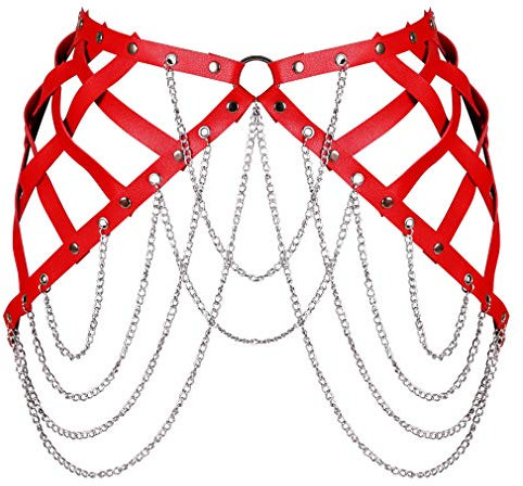 BBOHSS Damen Leder Body Harness Gürtel Karneval Punk Gothic Gürtel Tanz Halloween Kostüm Zubehör