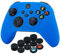 YoRHa Silicona Funda Piel Carcasas Cubierta para Xbox Series X/S Mando x 1 (Azul) con Agarres para el Pulgar x 10