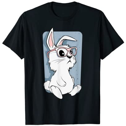 Lustiges Hippie Hipster Hase Kaninchen Brille Ostern T-Shirt