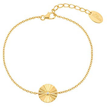s.Oliver Armband 925 Sterling Silber Damen Armschmuck, mit Zirkonia synth., 17+3 cm, Gold, Kommt in Schmuck Geschenk Box, 2031438