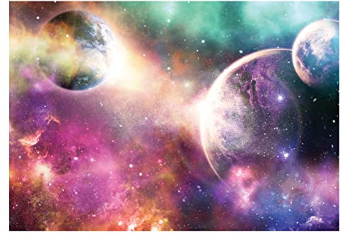 WallArena - Vlies Fototapete Kinderzimmer 416x254 cm Planeten Galaxy Kosmos Universum - Fototapeten Tapeten für Kinder Kindertapete Kinderzimmertapete - Vliestapete Wandtapete Tapete 3D Effekt