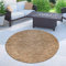 Paco Home Outdoor Teppich Flachgewebe Sisaloptik Modern Einfarbig meliert wetterfest & pflegeleicht Küchenteppich Ideal für Terrasse Balkon Garten Meliert Einfarbig, Grösse:200 cm Rund, Farbe:Coffee