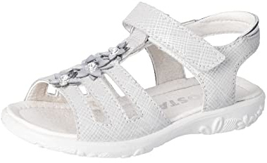 RICOSTA Mädchen Riemchensandalen Cleo,Kinder Sandalen,WMS:Mittel,bequem,flach,Kids,Kinderschuhe,Sommerschuhe,hellgrau (810),34 EU