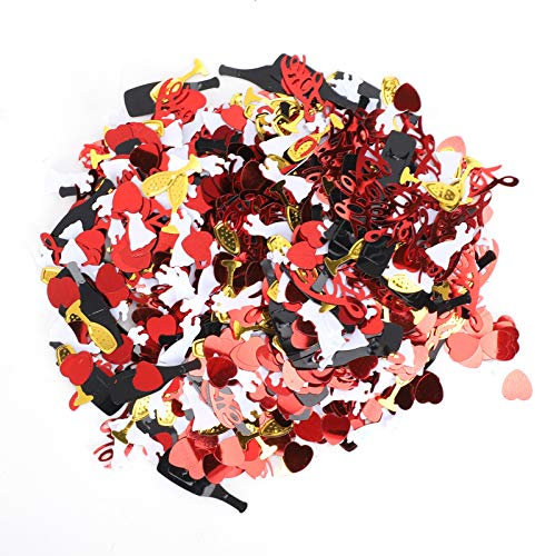 Dekoration Konfetti Pailletten, PVC Rotes Herz Golden Schwarz Weinglas Form Glanz Geschenk Dekoration Pailletten