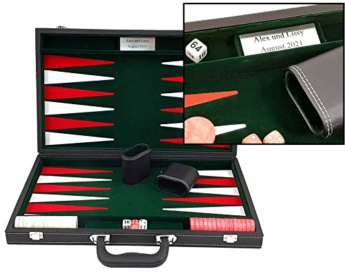 Ludomax Backgammon Turnier Koffer Classic, groß und in edler Ausführung mit individueller Gravur, die Geschenk Idee