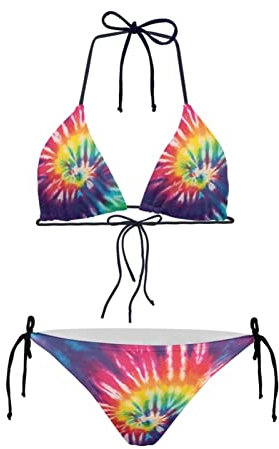 Belidome Bikini Triangel Sets für Frauen 2 Stück Badeanzug Neckholder String Bademode Badeanzug, Batik, M
