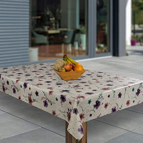 laro Wachstuch-Tischdecke Abwaschbar Garten-Tischdecke Wachstischdecke PVC Plastik-Tischdecken Eckig Meterware Wasserabweisend Abwischbar AP, Muster:Blumen Mandala Ornament, Größe:118x200