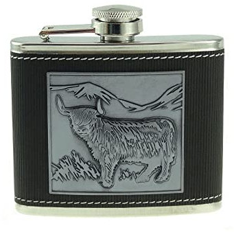Glen Appin Flasque en métal avec motif vache Highland en relief (113,4 g)
