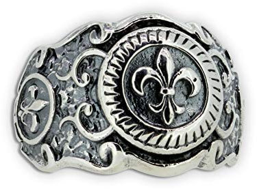 Bourbonische Lilie Herrenring Fleur de Lys französische Lilie Ring Silberring Bandring Men Ring (66 (21.0))