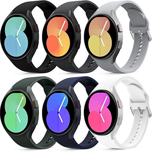 Higgs 6 Stück Silikon Armband Kompatibel mit Samsung Galaxy Watch 7/6/5/4 40mm 44mm/Watch 6 Classic 43mm 47mm/Watch 5 Pro 45mm/Watch 4 Classic 42mm 46mm,20mm Sportarmband für Damen Herren