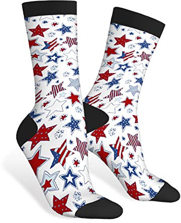 AOYEGO Niedliche Eichhörnchen Lustige Socken Braun Eicheln Neuheit Casual Crew Socken Kontrastfarbe Design für Frauen Männer Geschenk, Gekritzel Sterne, Einheitsgröße