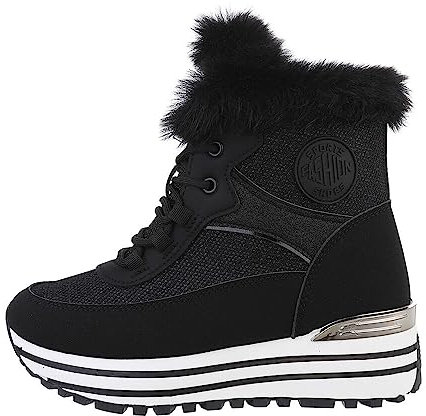 Ital Design Damenschuhe Freizeitschuhe Sneakers High, FF-57-, Kunstleder, Schwarz, Gr. 37