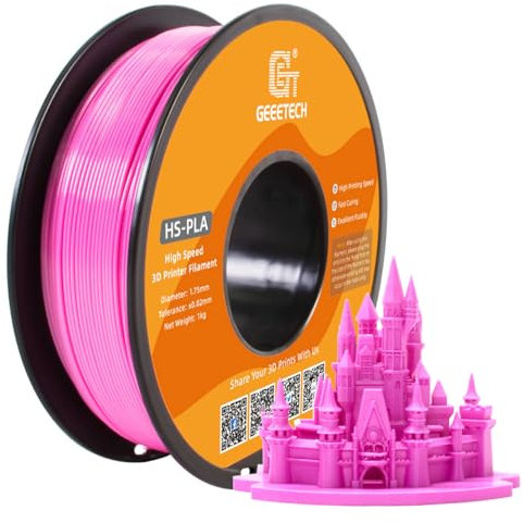 GEEETECH HS PLA Filament 1,75mm, High Speed PLA für 0-600 mm/s Hochgeschwindigkeitsdruck 3D-Drucker, HS PLA Neu Pink 1 Spule 1kg