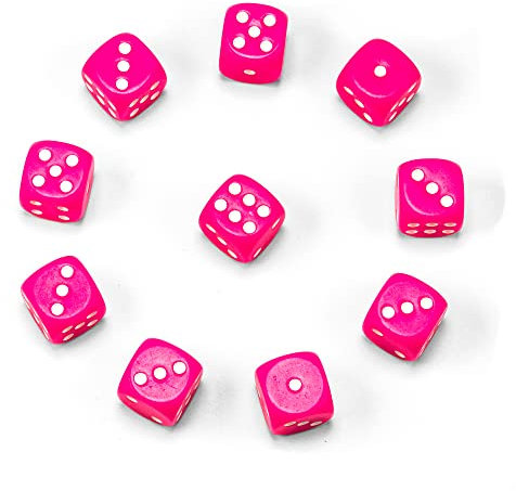Waldfelsen®, dadi da gioco di alta qualità, 16 mm, in 15 colori (10 pezzi, rosa)