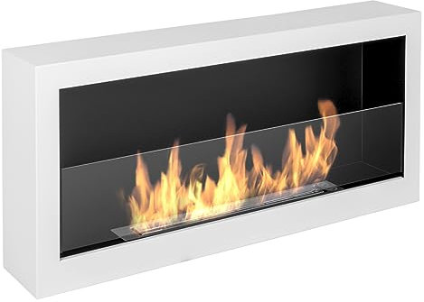 Bio ethanolkamin S-Line Box 90 cm. Bioethanol-Kamin 900 mm mattweiß, Wandkamin. EIN kastenförmiger Biokamin kann an die Wand gehängt Werden mit Glas.