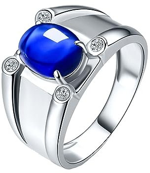 AMDXD Gelbgold Au750 Eheringe, Solitärring Klassiker Zart mit Saphir Diamantring Ovalschliff Blau, Diamantring, Gr.66 (21.0), Echtgold Schmuck