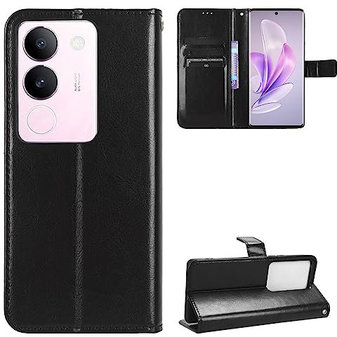 BellaCase Vivo V29 5G Coque [Étui Portefeuille] [Fonction Support] [Slots pour Cartes] [Couverture à Rabat Magnétique] Compatible avec Le Smartphone Vivo V29 5G(Noir)