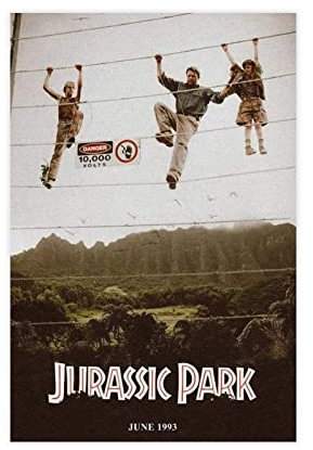 SORECI Jurassic Park-Film-Poster, Vintage-Poster, Wandkunst, Dekordruck, Bild, Gemälde für Wohnzimmer, Schlafzimmer, Dekoration, ungerahmt, 30 x 45 cm