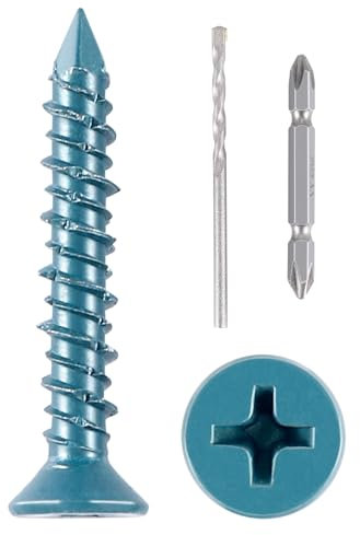 100 Stück blaue Metall-Betonankerschrauben 3/16 X1-1/4, blaues Kopfteil zur Verankerung in Beton, Block oder Ziegel