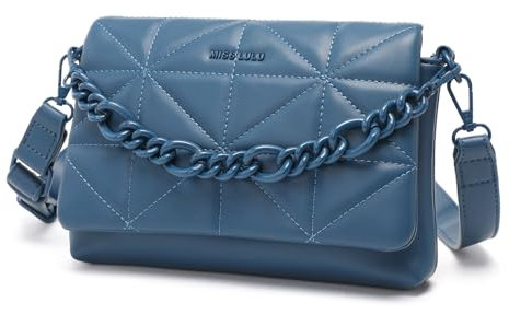 Miss Lulu Kleine Umhängetaschen für Frauen, Weiche Klassische Gesteppte Handtaschen mit Breitem Riemen, PU-Leder Wasserdichte Handy-Schultertasche als Geschenk für Mädchen (Klassisch Blau)