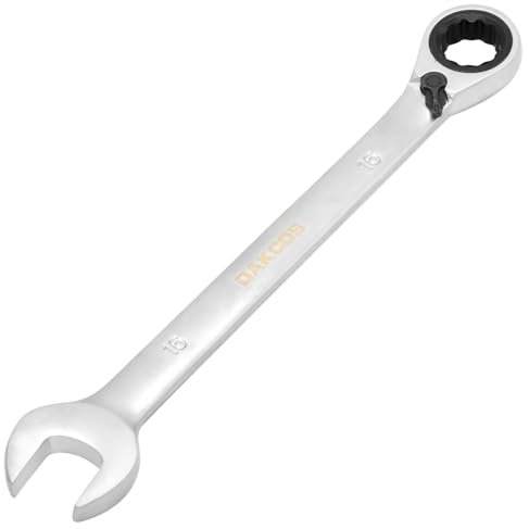DAKCOS Fixed Head Reversible Ratchet Spanner 16mm Ratcheting Combination Wrench Chrome Vanadium Steel