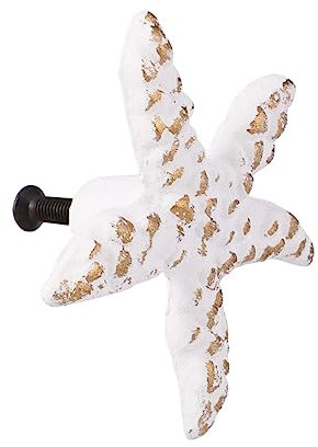 Homoyoyo 1Pc White Fish Cabinet Wardrobe Beach Hardware Children's Room cast Iron Door Handle Drawer Drawer Door Vintage Nordic Handle Sea Star Shape Drawer Pull Decorate Dressing Table
