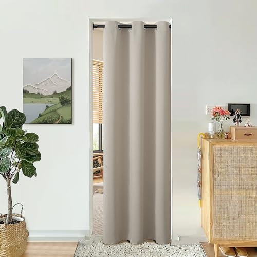 BGment Camel Door Curtain 80 Inch Length for Doorway, Bedroom Closet Curtain, Privacy Thermal Insulated Blackout Grommet Room Divider for Room Separation, 1 Panel, 34 Inch Wide