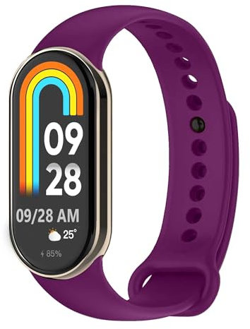 OcioDual Correa de Recambio Compatible con Xiaomi Mi Band 8, de color Purpura, Pulsera de Repuesto de Silicona Suave Flexible Sport Goma Transpirable