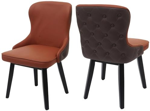 Mendler 2er-Set Esszimmerstuhl HWC-M60, Polsterstuhl Küchenstuhl Lehnstuhl Stuhl, Stoff/Textil Massiv-Holz - Terracotta-braun