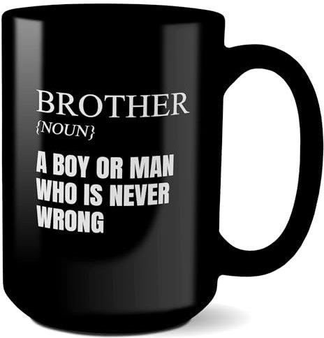 22Feels Taza de gran definición (negro) divertida regalo para hermano para niños y hombres, taza de café para cumpleaños, Navidad, adolescentes, hermanos, mayores, jóvenes, Lil Big Family (15 onzas)