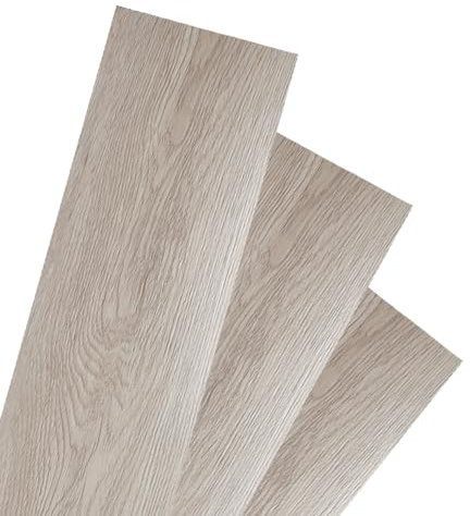 Herrselsam PVC Bodenbelag Selbstklebende, 21 Fliesen ca. 3m² Vinyl Laminat Rutschfeste Wasserdichte Schneidbar Fliesenoptik Bodenfliesen, 91,5cm x 15,2cm Dicke 1,5 mm (White Oak)