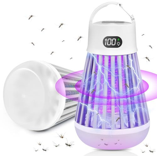 Lampe Anti Moustique éLectrique,Tueur D'Insectes éLectrique UV,avec Affichage numérique LED, Charge USB,2000mAh Lampe Anti-Moustique Lampe Convient à L'IntéRieur Et L'ExtéRieur pour Le Camping