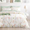 Sedefen Feuille de Lotus Housse de Couette 240x260 Vert Blanc Fleurs + 2 taies d'oreiller 65x65cm Ado Fille Adulte Romantique Parure de Lit 2 Personnes Avez Fermeture Éclair