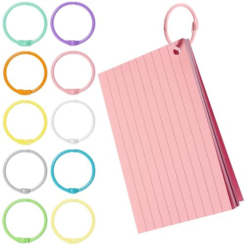 50 Stück Buchbinderinge 25mm, Metall Buchringe in Mehrfarben, Karteikarten Ringe, Binder Ringe, Heftringe für Scrapbook, Album, Memo-Ablage, Loseblatt, Papier, Handwerk und Schlüsselringe