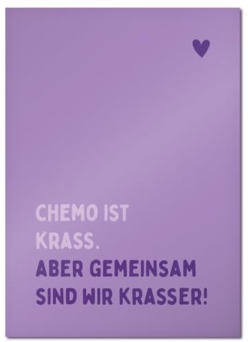 Looty Karte Chemo ist krass. Aber gemeinsam sind wir krasser! mit Umschlag Grußkarte/Postkarte für Krebspatienten Chemo Therapie Aufmunterung Mut machen Geschenk (Lila)