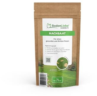 BodenLiebe – Nachsaat – starkes & schnelles Wachstum, kräftig, grüner Rasen - keimsicher - 1kg - 50 qm - ganzjährig (1 Kilogramm)
