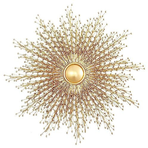 AOTTSD 3D Sonne Wanddeko Wandbilder Metall Golden Wohnzimmer Schlafzimmer, Wandschmuck Wandobjekt Handgemachte Wandskulpturen Schmiedeeisen Zierelemente Ornamente Geschenk