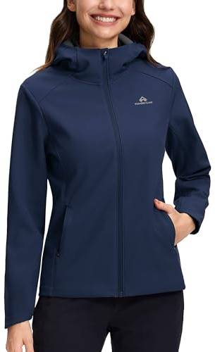 Pioneer Camp Giacca softshell da donna, foderata in pile, con cappuccio, impermeabile e antivento, pratica giacca per le mezze stagioni per il tempo libero e le attività all'aperto