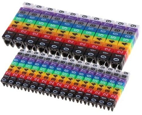 Cable Marker,150 Pcs Cable Markers Colourful C-Type Marker Number Tag Label for 2-3mm Wire Conspicuous and Easy to Identify for Organizing Wires and Identification(2.5mm)