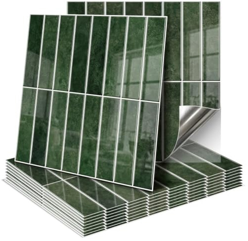 3D Fliesenaufkleber, 10-Stück Fliesen Selbstklebend, 30 * 30 cm Klebefliesen Küchenrückwand Wandfliesen Selbstklebend Für Wohnzimmer, Schlafzimmer, Küche, Badezimmer(grün)
