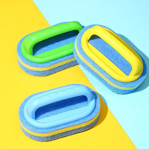 3X Reinigungsschwamm Mit Griff, Putzschwamm Bürsten, Haushalt Scheuerschwamm, Für Waschbecken Toilette Fliesen Badewanne Dusche Pool Badezimmer Reinigung