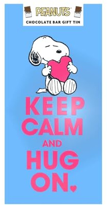 Peanuts Snoopy Keep Calm & Hug On Chocolate Bar Gift Tin Collectable Gift - Infinity Brands - Joy, Positivity, Hugs, Chocolate, Reusable Keepsake, Gifting Idea