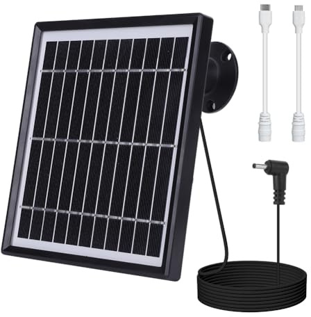 Solarpanel-Ladegerät, Ladegerät 360° verstellbare Wandhalterung mit DC-Anschluss 9,8 Fuß Ladekabel for Ring Stick Up Cam Akku for Spotlight Plus/Pro(Black)