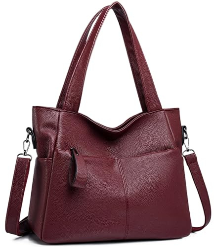 Mabecol Handtasche Damen, Shopper Tasche PU-Leder, Schultertasche | Y2K Vintage Retro Tote Bag Mit Crossbody Schultergurt, Elegante Große Umhängetasche Für Uni, Arbeit, Alltag Und Reisen