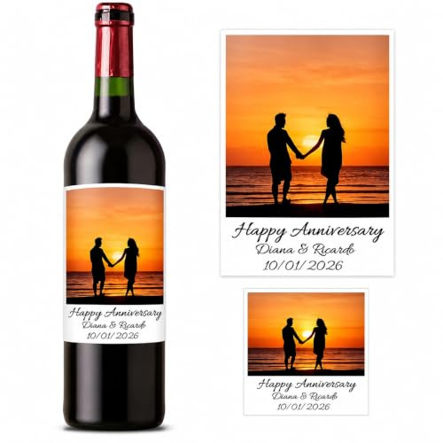 Etichetta personalizzata per bottiglia di vino, etichette impermeabili personalizzate per bottiglie artigianali, adesivi stampabili resistenti agli strappi per messaggi, testo, foto, matrimoni