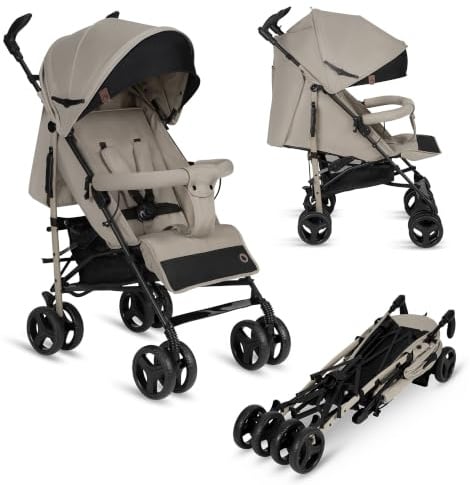 Lionelo Irma Buggy Kinderwagen ab 6 Monate, leicht 7 kg, Liegeposition | faltbar mit Einhand-Faltsystem, 6-Zoll-EVA-Räder mit Federung & Bremse, Moskitonetz, bis 15 kg