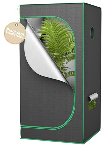 PEILU Growzelt Komplettset 120x60x150cm Pflanzenzelt inkl. Stahlrahmen Sichtfenster Reflektierendes Innenfolie Bodenwanne & Zubehörkanal Tragbare Zuchtzelte für Hydrokulturen/Indoor-Anbau