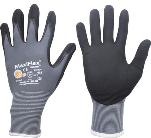 Unbekannt ATG Handschuhe 34-874 Montagehandschuhe MaxiFlex Ultimate Mehrfarbig grau/schwarz 9
